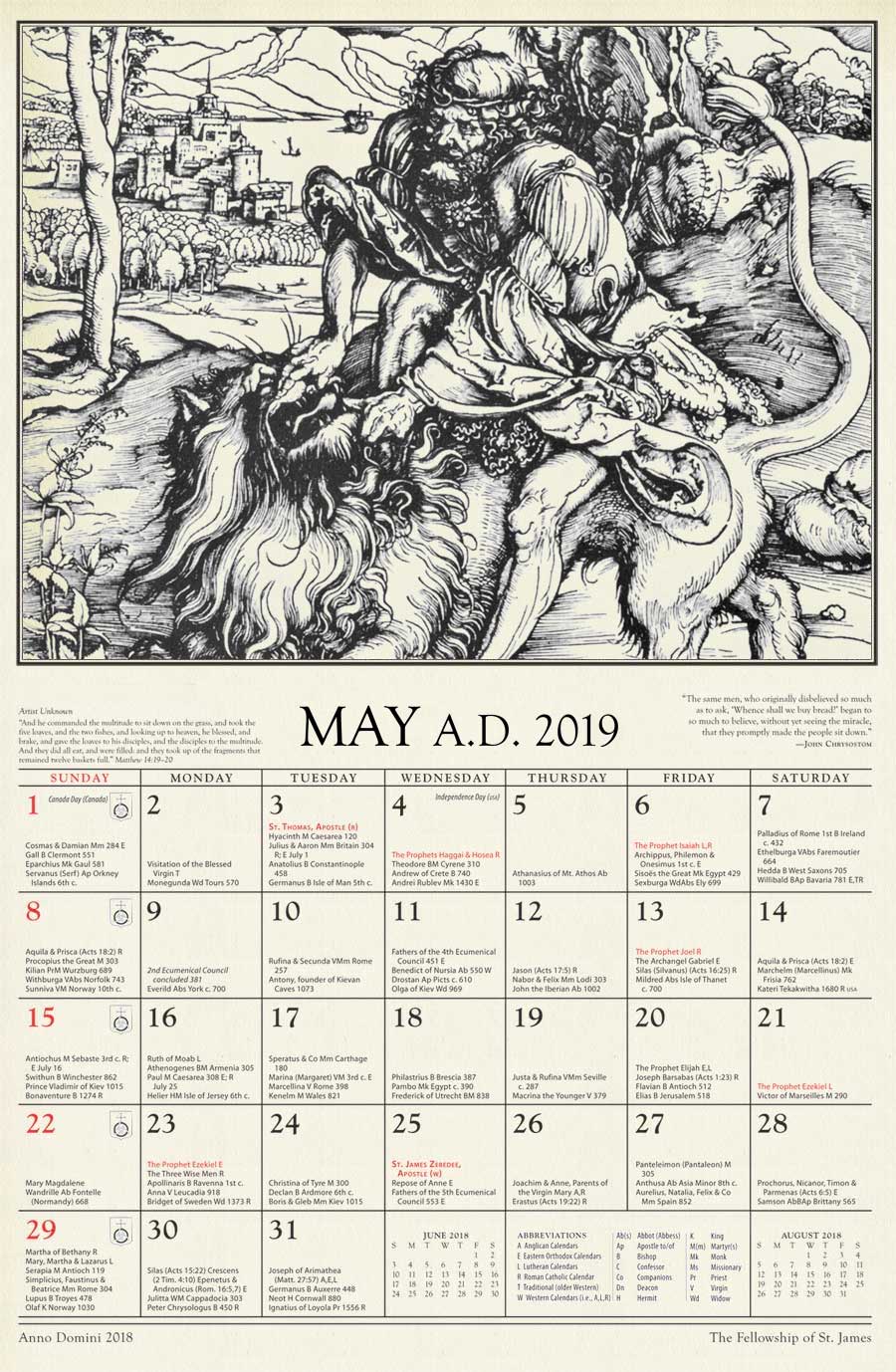 Anno Domini The 2019 St. James Calendar